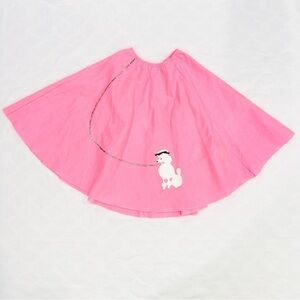 Vintage Pink Felt Sock Hop Appliqué Poodle Skirt Halloween Cosplay Costume